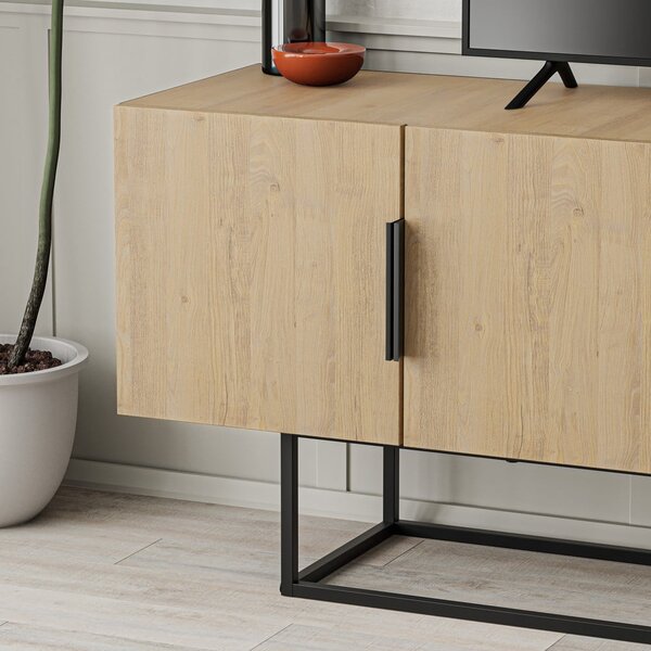 TV stolek v dekoru dubu v přírodní barvě 140x55 cm Titan – Marckeric