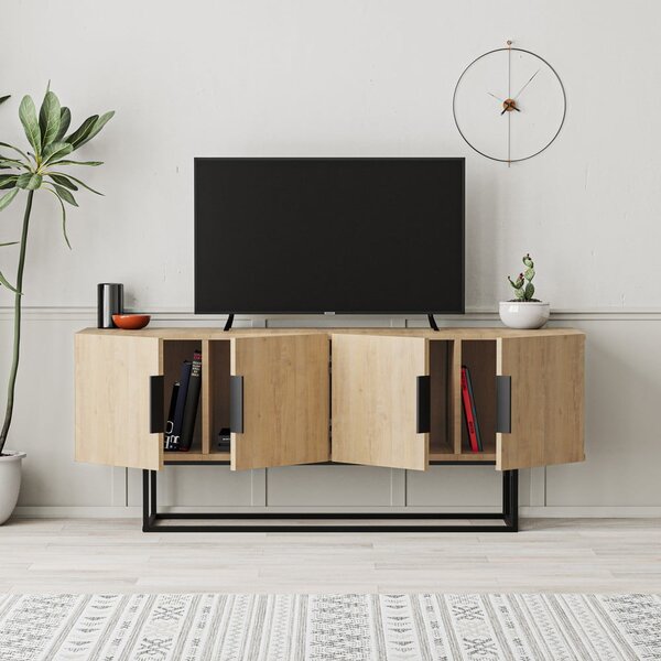 TV stolek v dekoru dubu v přírodní barvě 140x55 cm Titan – Marckeric
