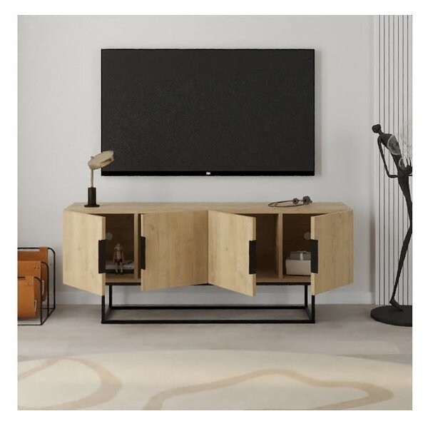 TV stolek v dekoru dubu v přírodní barvě 140x55 cm Titan – Marckeric