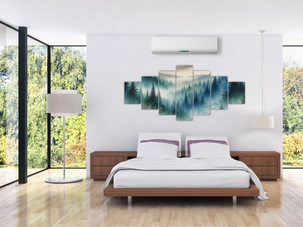 Obraz - Lesní krajina s mlhou (210x100 cm)