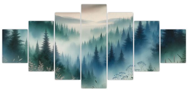 Obraz - Lesní krajina s mlhou (210x100 cm)
