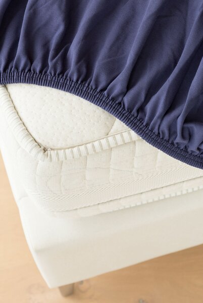Prostěradlo Tmavě modré ELASTAN PREMIUM Jersey s elastanem PREMIUM 90-100 x 200-220/40