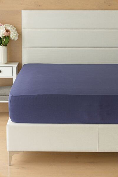 Prostěradlo Tmavě modré ELASTAN PREMIUM Jersey s elastanem PREMIUM 90-100 x 200-220/40