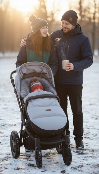 Dětský fusak do kočárku BABYMAM Premium - světle šedý melange/šedý