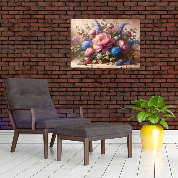 Obraz - Stůl plný květů (70x50 cm)