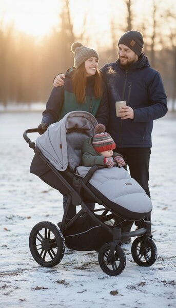 Dětský fusak do kočárku BABYMAM Premium - světle šedý melange/šedý