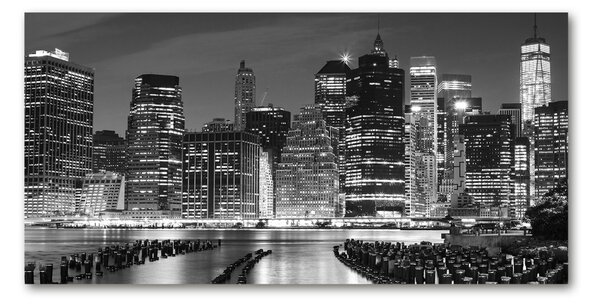 Moderní skleněný obraz z fotografie Manhattan noc osh-94703555