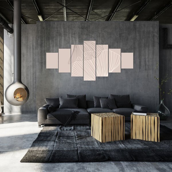 Obraz - Béžové listy N⁰2 (210x100 cm)