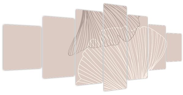 Obraz - Béžové listy N⁰2 (210x100 cm)