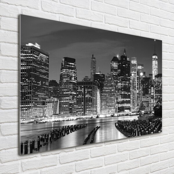 Moderní skleněný obraz z fotografie Manhattan noc osh-94703555