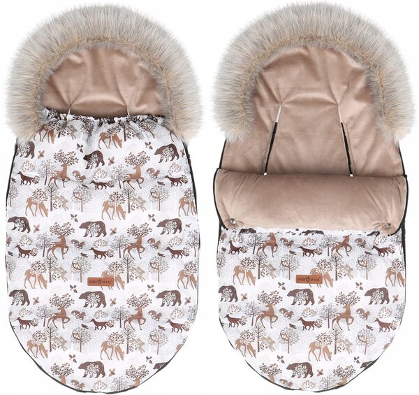 Dětský fusak do kočárku BABYMAM Premium - Zimní les/béžový
