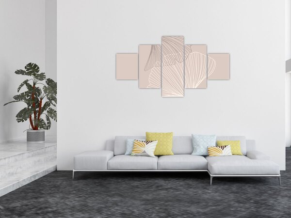Obraz - Béžové listy N⁰2 (125x70 cm)