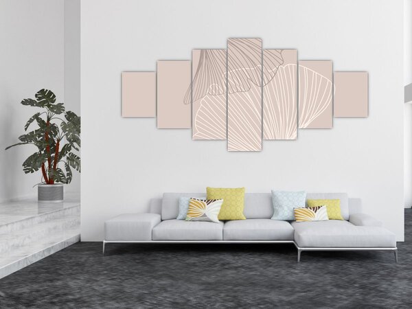 Obraz - Béžové listy N⁰2 (210x100 cm)