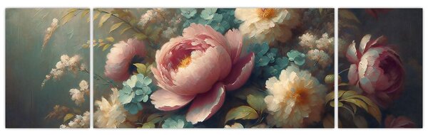 Obraz - Zátiší s květinami - malba (170x50 cm)