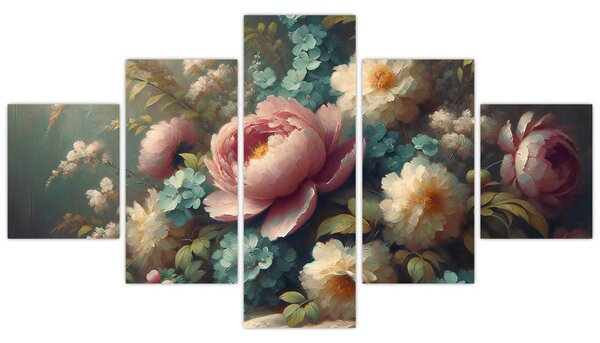 Obraz - Zátiší s květinami - malba (125x70 cm)