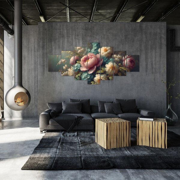 Obraz - Zátiší s květinami - malba (210x100 cm)