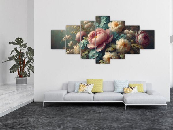 Obraz - Zátiší s květinami - malba (210x100 cm)
