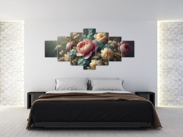 Obraz - Zátiší s květinami - malba (210x100 cm)