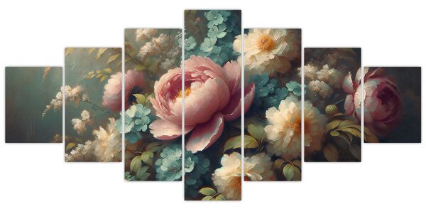 Obraz - Zátiší s květinami - malba (210x100 cm)