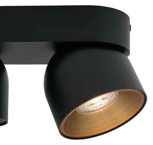 Nordlux Downlight Pitcher, GU10, dvouplamenový, kov, černý, stmívatelný, Černá, Obývací pokoj / jídelna, kov, Moderní, Stropní svítidlo