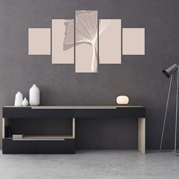 Obraz - Béžové listy N⁰4 (125x70 cm)