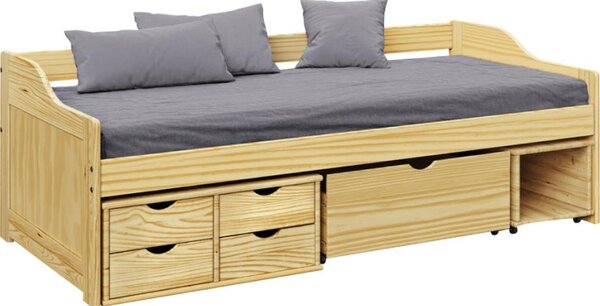 Kondela Postel 90x200 s úložným prostorem, přírodní, masiv, MAXI NEW