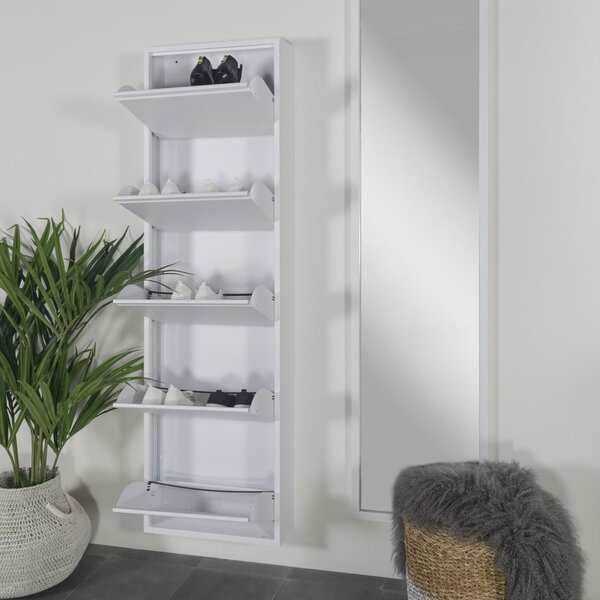 Bílý kovový výklopný botník 50x169x15 cm Billy – Spinder Design