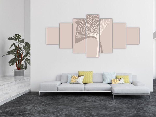 Obraz - Béžové listy N⁰4 (210x100 cm)