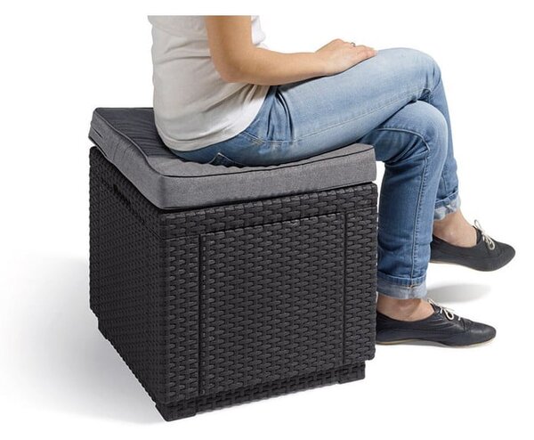 Tmavě šedý zahradní taburet Cube – Keter