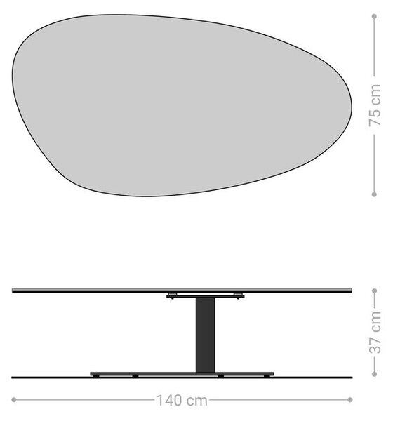 DELIFE Konferenční stolek Edge oválný 140x75 cm dub přírodní kulatá hrana Vibany kov černá