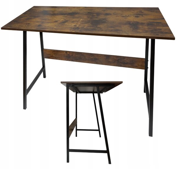 Počítačový psací stůl školní pracovní loft 100x50cm IRON OAK kovová deska dub