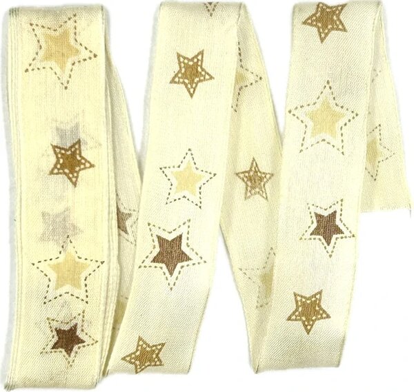 Stuhy vánoční CHOCOLATE STARS krémová 25mm x 2m (8,-Kč/m)