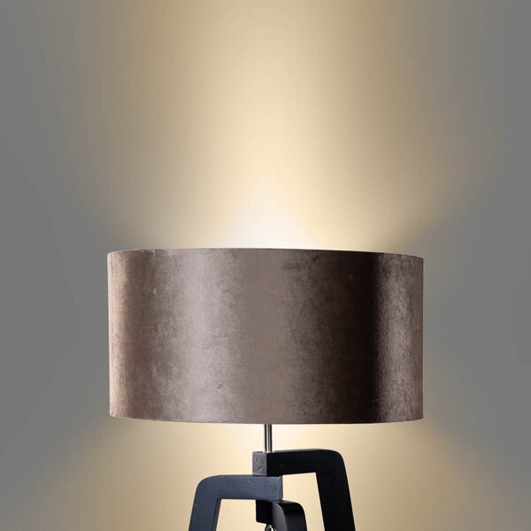 Stojací lampa černá s hnědým sametovým stínítkem 50 cm - Puros