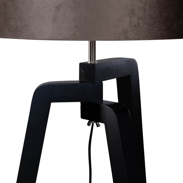 Stojací lampa černá s hnědým sametovým stínítkem 50 cm - Puros