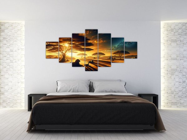 Obraz - Odpočívající lvi (210x100 cm)