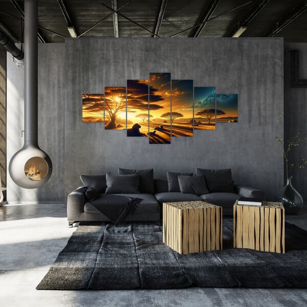 Obraz - Odpočívající lvi (210x100 cm)