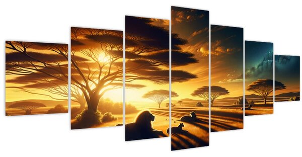 Obraz - Odpočívající lvi (210x100 cm)