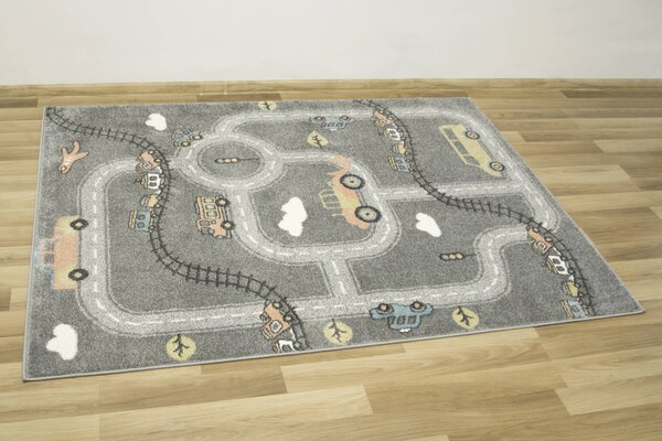 Makro Abra Dětský kusový koberec Lima C511A Uličky Auta šedý Rozměr: 140x190 cm