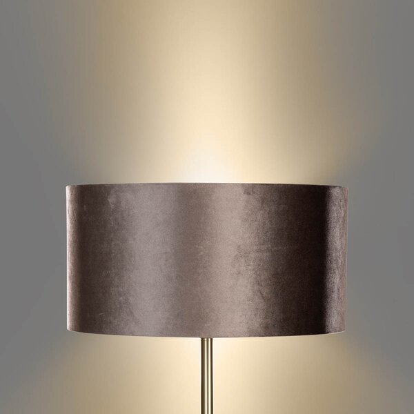 Stojací lampa mosazná s sametovým stínidlem hnědá 50 cm - Simplo