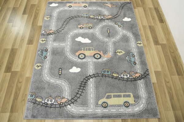 Makro Abra Dětský kusový koberec Lima C511A Uličky Auta šedý Rozměr: 140x190 cm