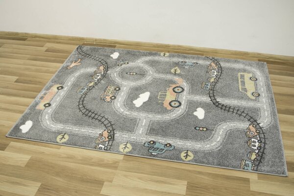 Makro Abra Dětský kusový koberec Lima C511A Uličky Auta šedý Rozměr: 140x190 cm
