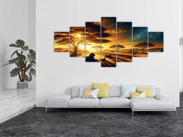 Obraz - Odpočívající lvi (210x100 cm)