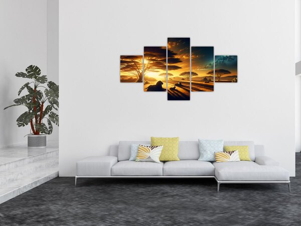 Obraz - Odpočívající lvi (125x70 cm)