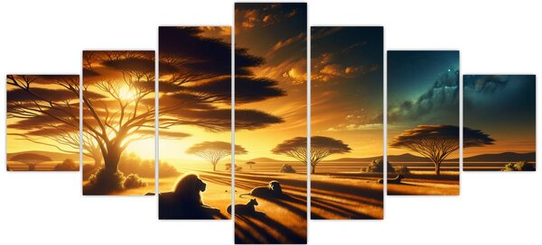 Obraz - Odpočívající lvi (210x100 cm)