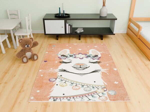 Makro Abra Dětský kusový koberec Lima C882A Lama růžový krémový Rozměr: 120x170 cm