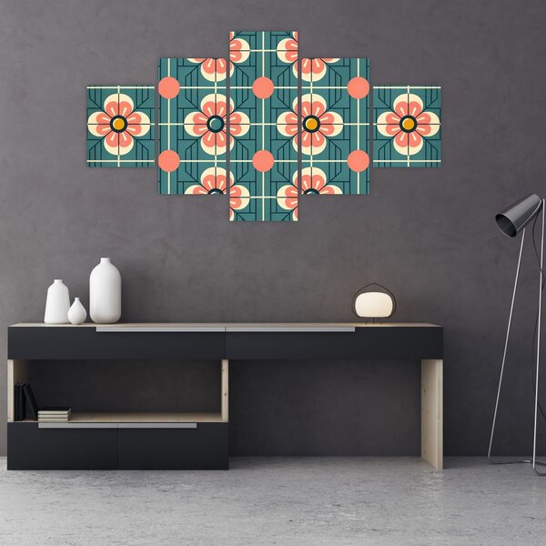 Obraz - Retro vzor s květy (125x70 cm)