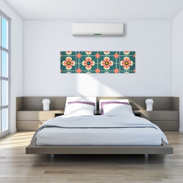 Obraz - Retro vzor s květy (170x50 cm)