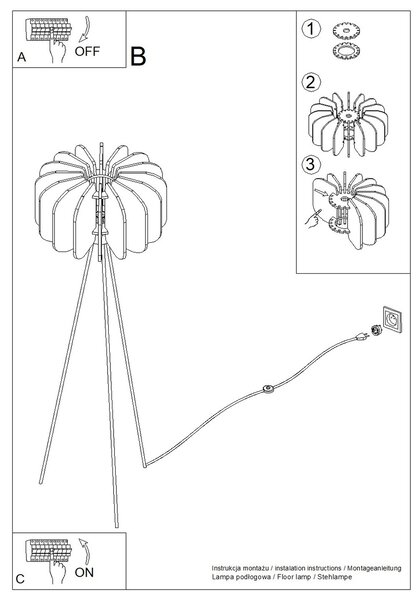 Sollux Lighting Stojací lampa MULA 45 žlutá