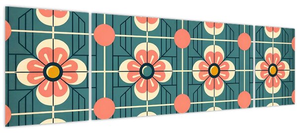 Obraz - Retro vzor s květy (170x50 cm)