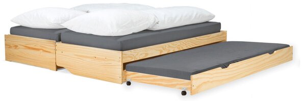 Kondela Postel FLOPY 90x200 s výsuvnými přistýlkami masiv přírodní
